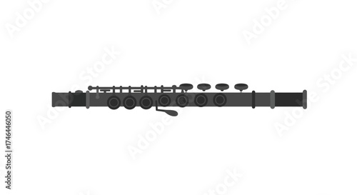 Vector illustration of a musical flute isolated on a white background
