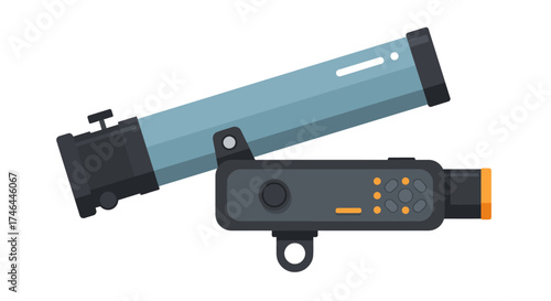 Vector illustration of a telescope isolated on white background