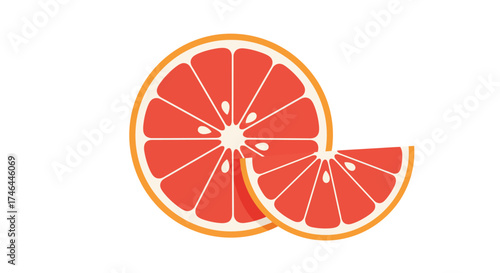 Vibrant grapefruit slices isolated on white background for healthy eating concepts