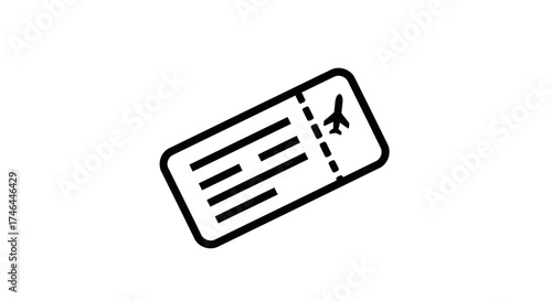 Airplane ticket icon isolated on white for travel and flight concepts