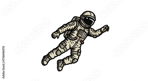 Astronaut in space suit vector illustration isolated on white background