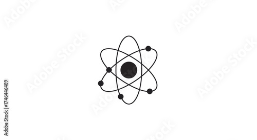 Atomic structure illustration with orbiting electrons on a white background