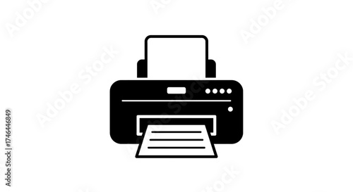 Black and white vector illustration of a printer for print and technology concepts