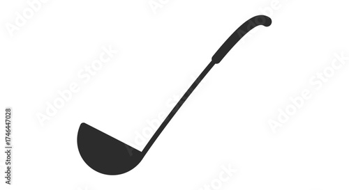 Black ladle silhouette against white background for culinary concept