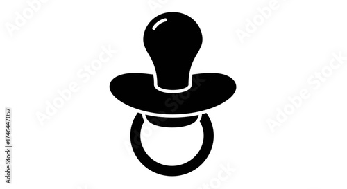 Black pacifier icon isolated on white background for design or concept