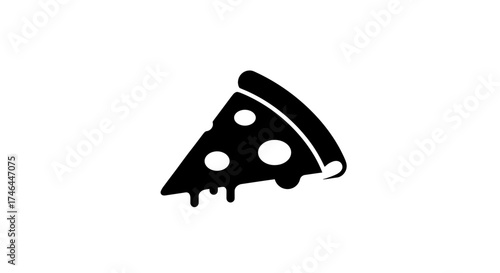 Black pizza slice icon isolated on white background for design