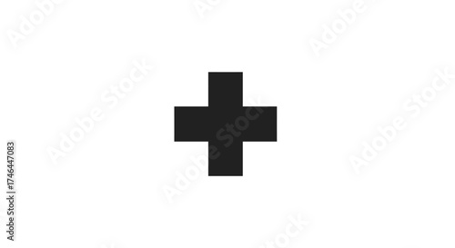 Black plus symbol isolated on white background for design and marketing concepts