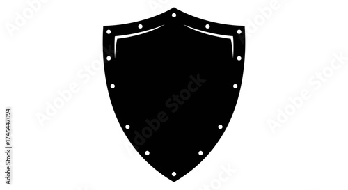 Black shield icon isolated on white background vector illustration