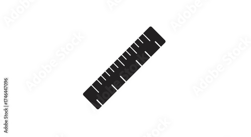 Black ruler on white background measurement tool silhouette