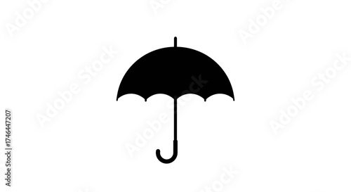 Black umbrella silhouette on white background protection and weather concept