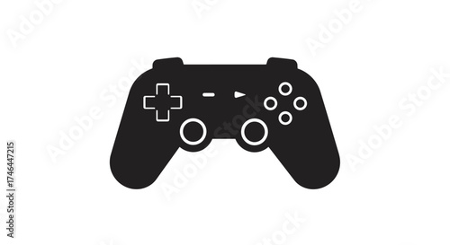 Black video game controller icon isolated on white background