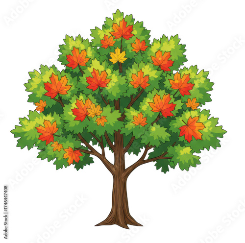 Wallpaper Mural Autumn Maple Tree With Orange And Red Leaves Green Foliage On Transparent Background Torontodigital.ca
