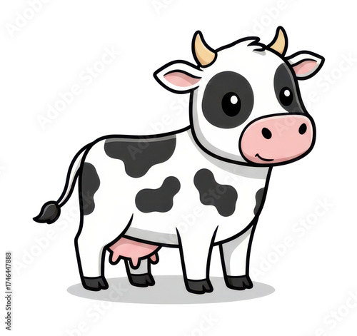 Wallpaper Mural Cartoon Dairy Cow with Black and White Spots and Pink Udder Torontodigital.ca