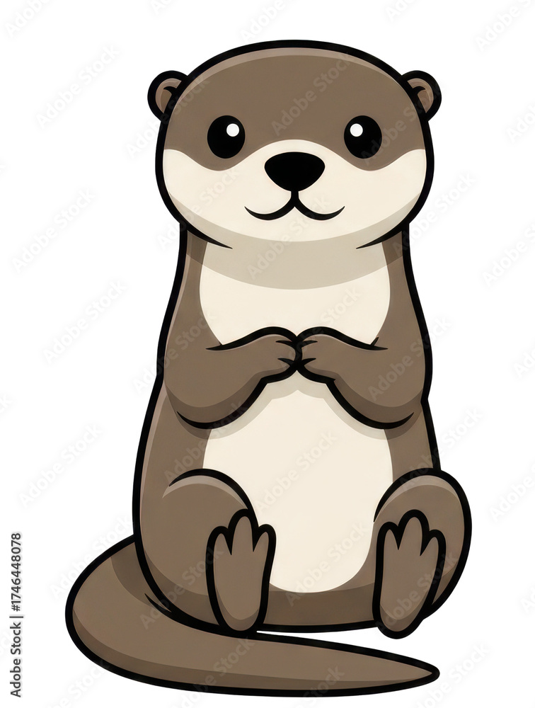 custom made wallpaper toronto digitalCute Cartoon Otter Sitting And Smiling With Paws Together On Transparent Background