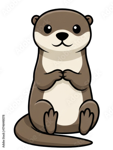 Wallpaper Mural Cute Cartoon Otter Sitting And Smiling With Paws Together On Transparent Background Torontodigital.ca