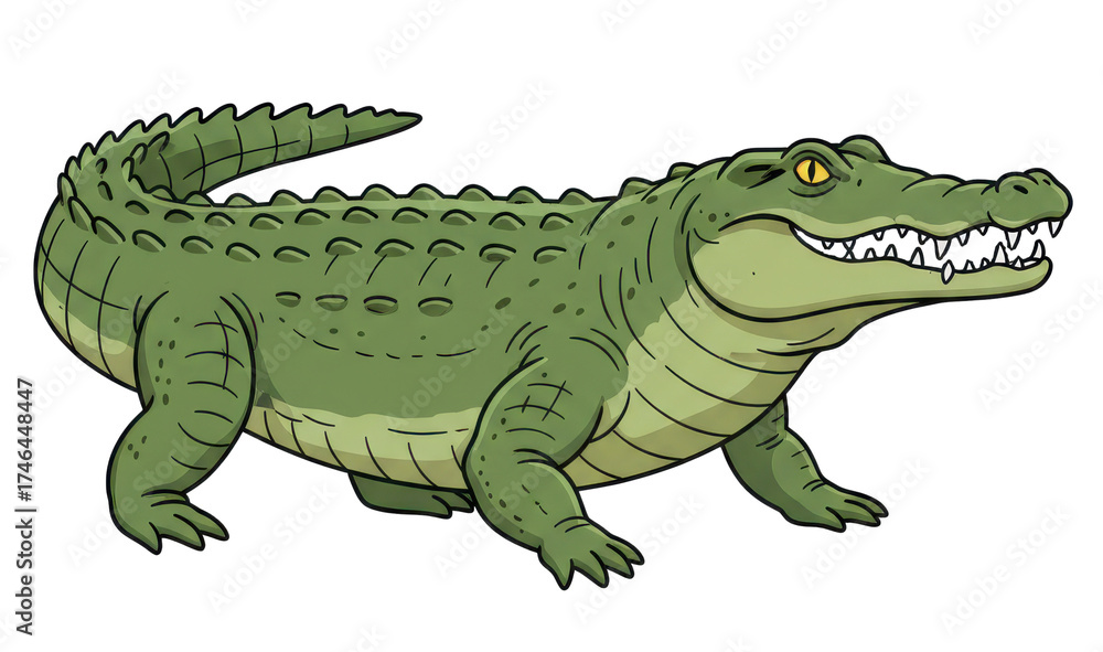 custom made wallpaper toronto digitalGreen Alligator With Yellow Eyes And Sharp Teeth Standing On All Fours