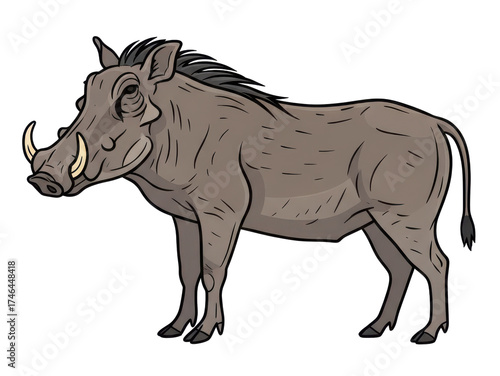 Wallpaper Mural Gray Warthog Standing Profile View Full Body Isolated On Black Torontodigital.ca
