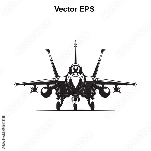 Vector art of front view of a fighter jet airplane