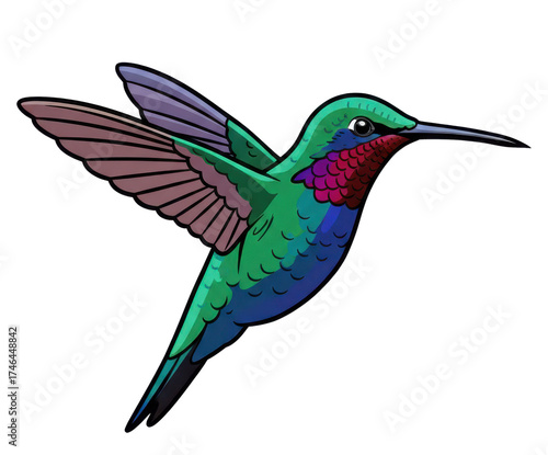 Wallpaper Mural Pixel Art Hummingbird In Flight With Green Body And Purple Accents Against Black Background Torontodigital.ca