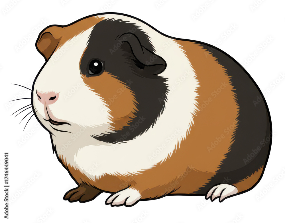 custom made wallpaper toronto digitalTri Color Guinea Pig Side Profile Transparent Background Detailed Fur Texture Whiskers and Pink Nose