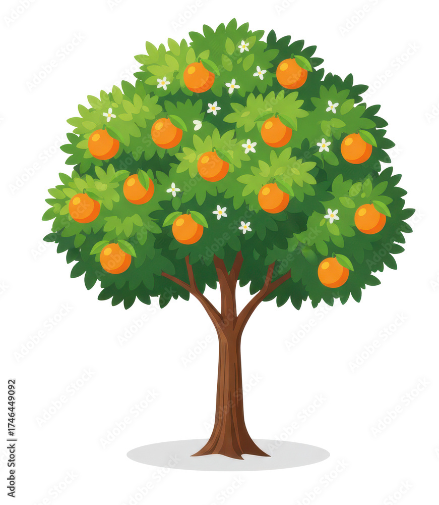 custom made wallpaper toronto digitalVibrant Orange Tree Laden with Ripe Fruit and White Blossoms Against a Transparent Background