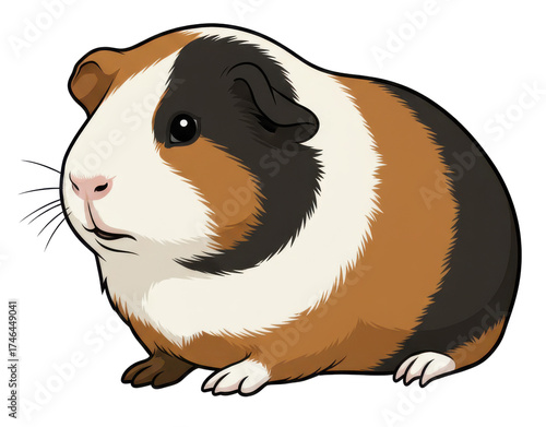 Wallpaper Mural Tri Color Guinea Pig Side Profile Transparent Background Detailed Fur Texture Whiskers and Pink Nose Torontodigital.ca