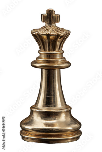 Golden chess king piece isolated on black background