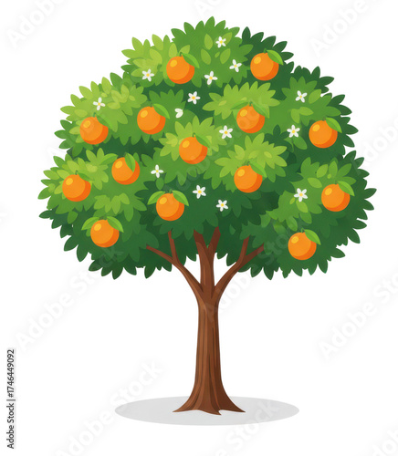 Wallpaper Mural Vibrant Orange Tree Laden with Ripe Fruit and White Blossoms Against a Transparent Background Torontodigital.ca