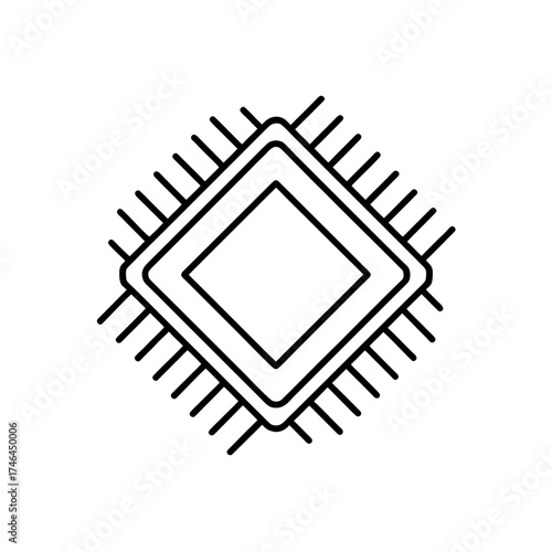 Central processing unit outline art on transparent background