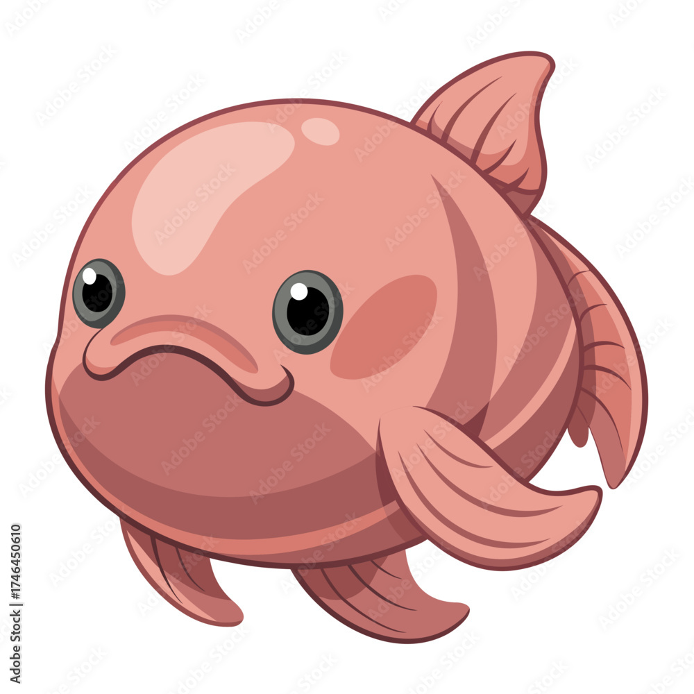 Fototapeta premium Blobfish Vector Illustration | Generative AI & Linocut Silhouette Design for Microstock