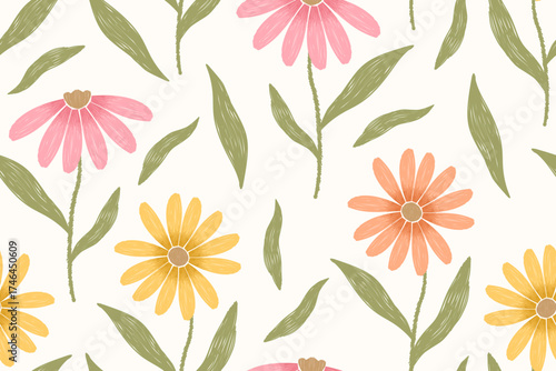 Ikat seamless flowers and leaf patterns design for all types of print textiles and background