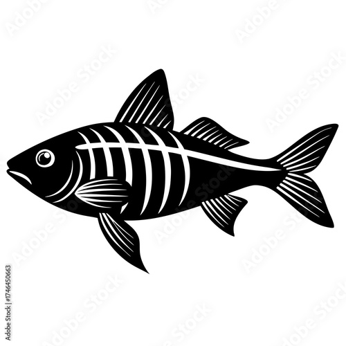 Bonefish Vector Illustration | Generative AI Linocut Silhouette Design for Fishing and Marine Art