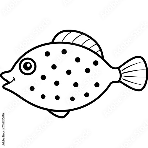 Boxfish Vector Illustration | Generative AI & Linocut Silhouette Design for Microstock