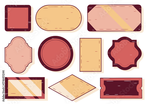 Collection of grunge postage stamps squares and rectangles labels