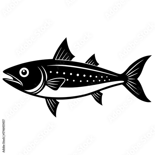 Kingfish Vector Illustration | Generative AI Linocut Silhouette Design for Print and Digital Art