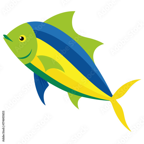 Mahi-Mahi Vector, Generative AI Linocut Silhouette Design for Illustration & Print