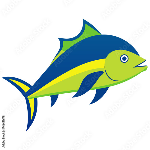 Mahi-Mahi Vector, Generative AI Linocut Silhouette Design for Illustration & Print