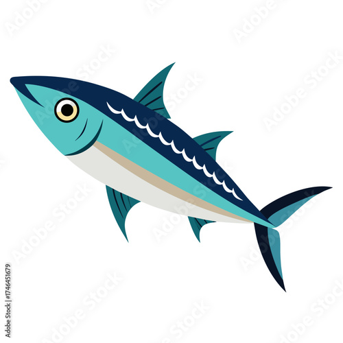 Mackerel Fish Vector | Generative AI Linocut Silhouette Design