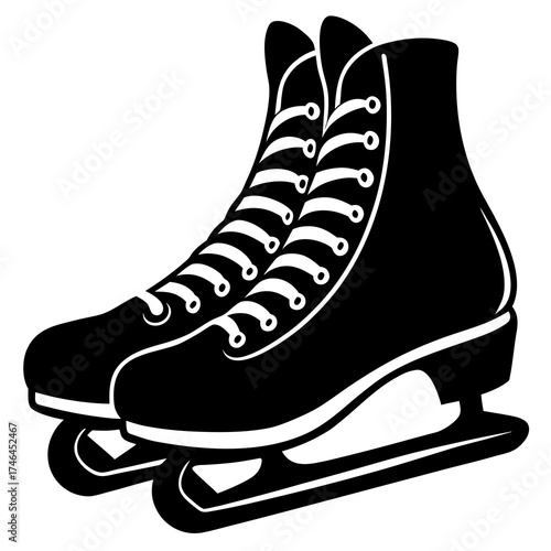 Skates Vector Illustration – Generative AI & Linocut Silhouette Design