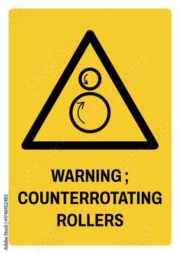 warning safety signs v3 uppercase text_warning ; counterrotating rollers_portrait size a4/a3/a2/a1	 

