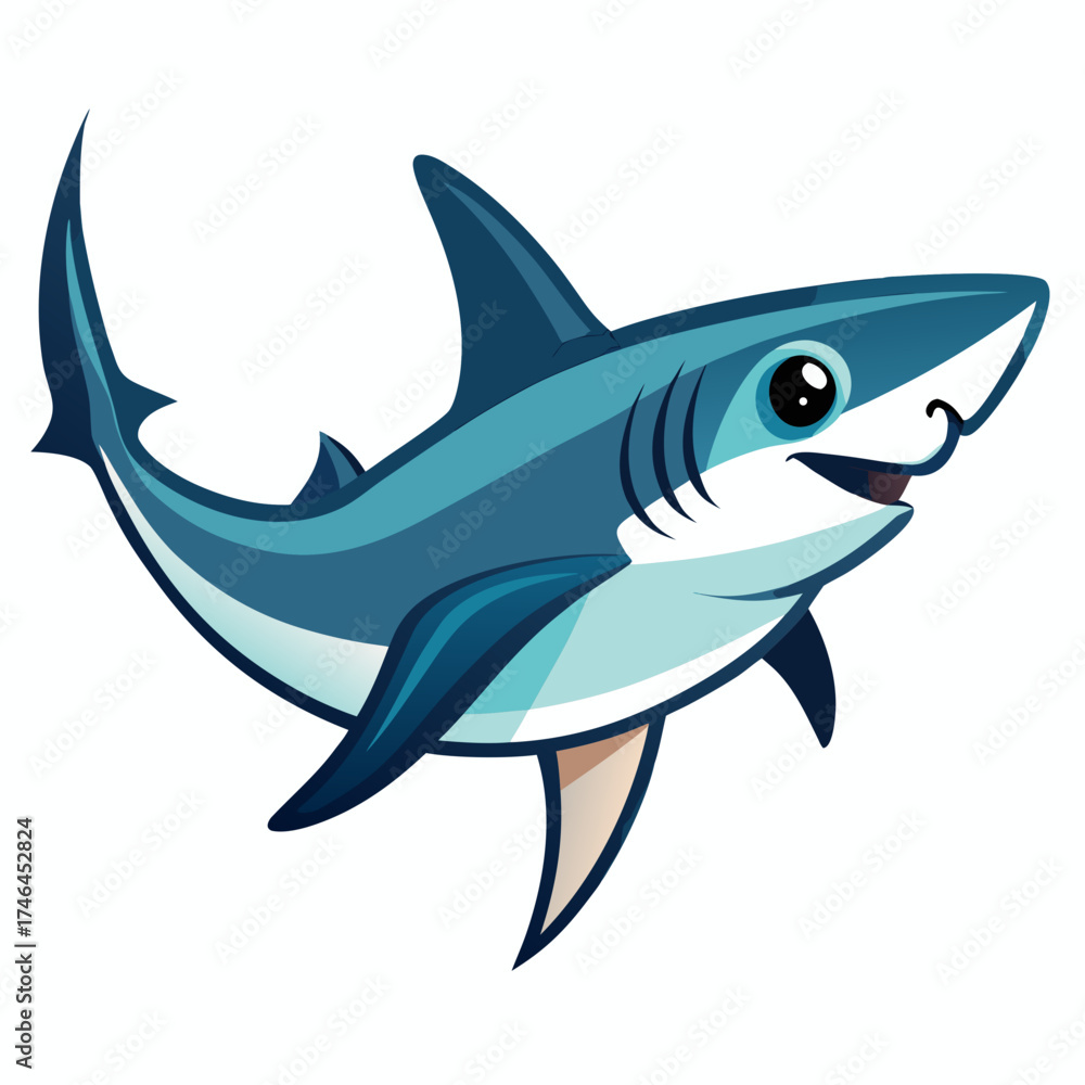 Fototapeta premium Thresher Shark Vector | Generative AI Linocut Silhouette Design 