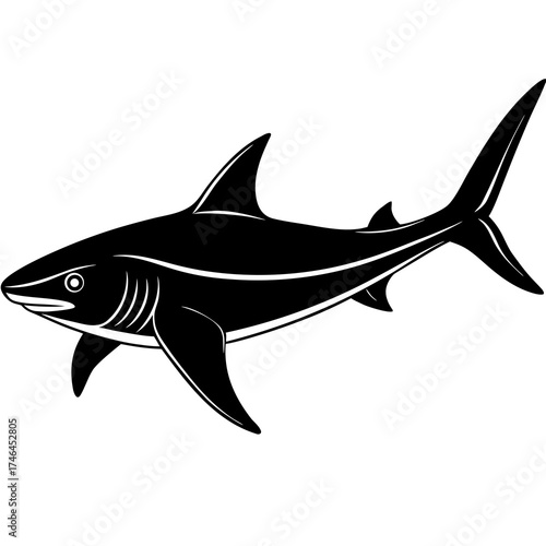 
Thresher Shark Vector | Generative AI Linocut Silhouette Design
