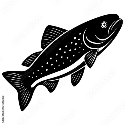 Trout Vector Art – Generative AI & Linocut Silhouette Design
