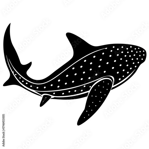 Whale Shark Vector AI – Generative AI Linocut Silhouette Illustration