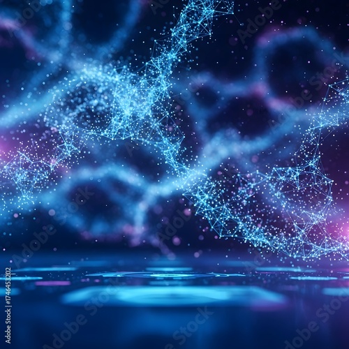 Dynamic network of interconnected data points creating a stunning futuristic digital landscape, perfect for technology, innovation, and cutting-edge design projects
