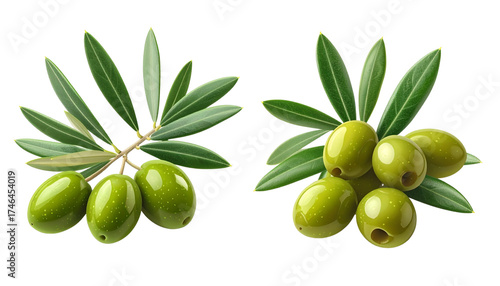 Wallpaper Mural Pair of Green Olives with Different Leaf Arrangements, isolated on transparent background Torontodigital.ca