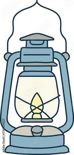 Kerosene lantern with glass globe and hanging handle