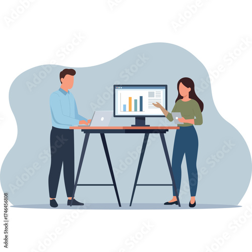 Teamwork and Business Presentation Illustration