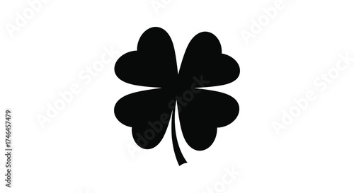 Silhouette of a black four leaf clover symbol of luck and fortune simple iconic representation silhouette