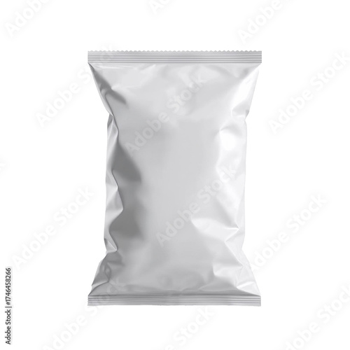 Blank silver foil snack packaging mockup